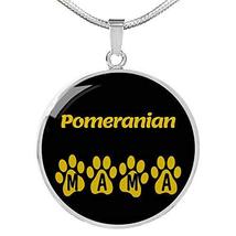Pomeranian Mama Circle Necklace Stainless Steel or 18k Gold 18-22&quot; Dog Owner Lov - £35.48 GBP
