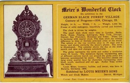 1933 Chicago Worlds Fair Postcard Meier Wonderful Clock - £8.75 GBP