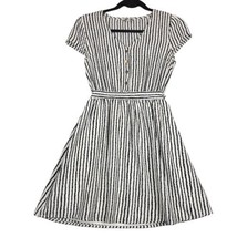 J for Justify Womens Small Mini Dress Navy Blue White Stripes Lined Belt - £8.68 GBP