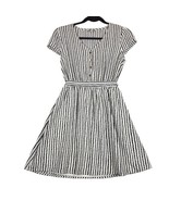J for Justify Womens Small Mini Dress Navy Blue White Stripes Lined Belt - £8.41 GBP
