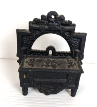 Antique Americana Cast Iron Match Safe Holder Stove Box With Legs + Arch  - £69.59 GBP