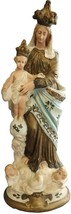 Antique Sculpture Religious Madonna Our Lady of Victory Sky Blue Cream - £134.77 GBP