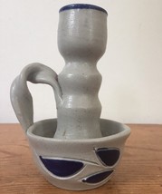 Vtg Colonial Williamsburg Pottery Salt Glaze Taper Candlestick Holder 4.75&quot; Sm - £19.57 GBP