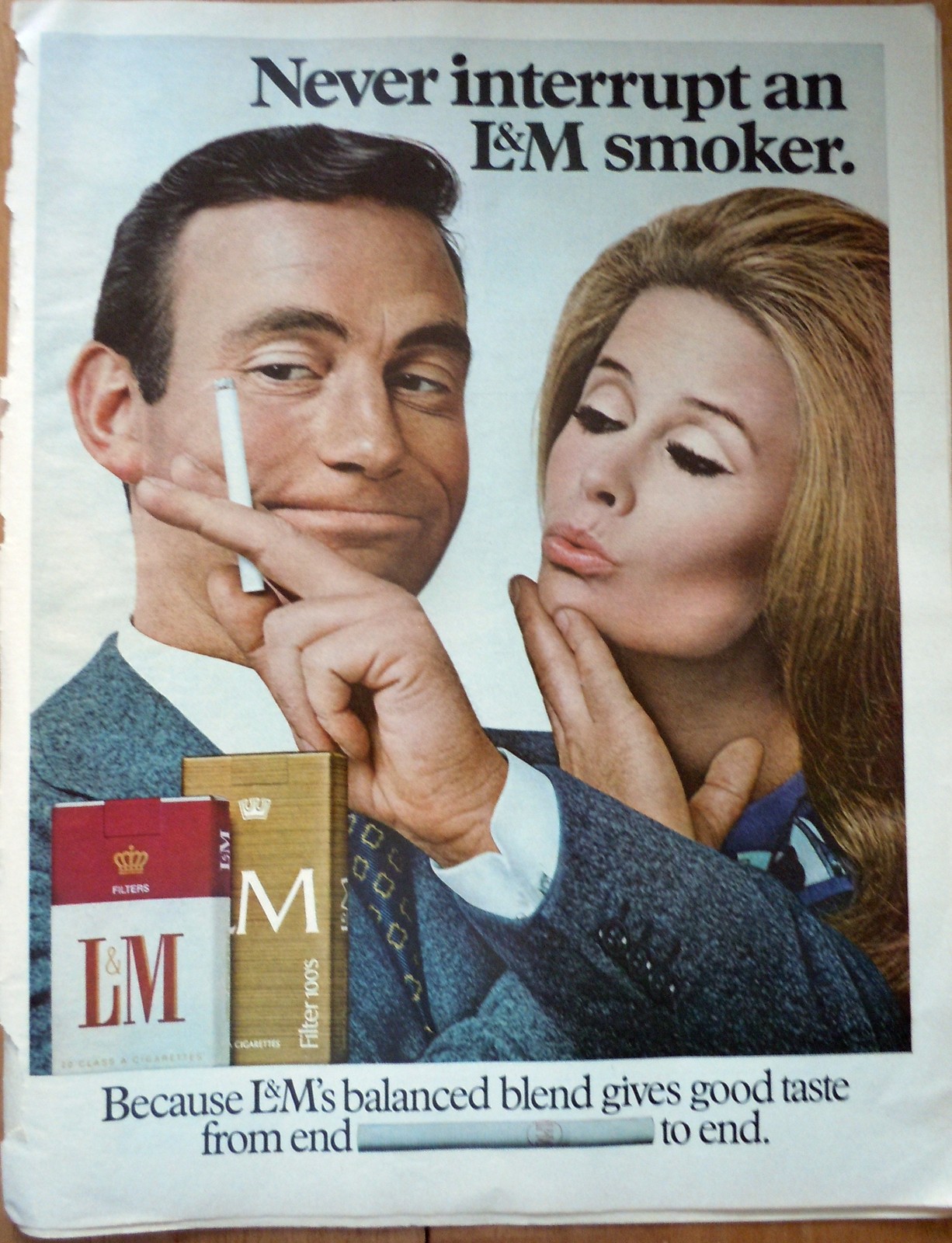 Never Interrupt an L&amp;M Smoker Print Magazine Advertisement 1968 - $2.99