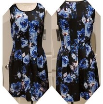Apt. 9 Blue Floral Scuba Fit and Flare Dress Size XS - $27.55