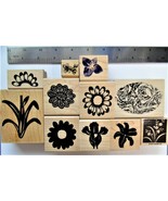 Assorted Flowers Rubber Stamps-Set Of 11 - £12.66 GBP