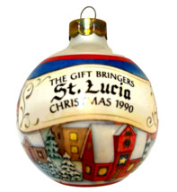 Vintage Hallmark 1990 The Gift Bringers St Lucia Glass Christmas Ornament - £9.11 GBP