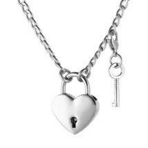 Goth Love Heart Shape Padlock Necklace Hip Hop Padlock Collar Choker for Men Wom - £18.80 GBP