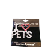 I Love Pets Brooch Pin Australian Crystals Silver Plated Vintage - $9.46