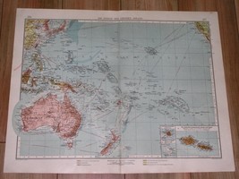 1905 Original Antique Map Australia Oc EAN Ia Pacific Guam Hawaii German Colonies - £15.29 GBP