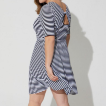 Torrid Plus Size 6X-30 Black White Striped Skater Dress, Pockets - $34.99