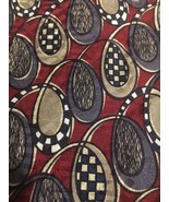 Oscar De La Renta Men&#39;s Neck Tie Red Multi-colored Loops Print - $8.58