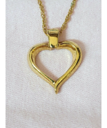 Vintage Gold Tone Heart Pendant on 18&quot; Rope Chain - £4.50 GBP