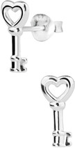 Hypoallergenic Sterling Silver Heart Key Stud Earrings For Kids (Nickel ... - £41.47 GBP