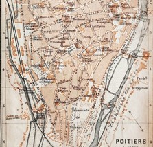 Map Poitiers Southern France Rare 1914 Lithograph WW1 Street Mini Sheet DWAA20A - £31.96 GBP