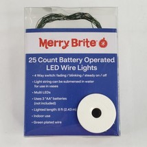 Merry Brite 25 ct LED Fairy Lights Battery Operated Multi Color Green Wire 8 ft - £7.81 GBP