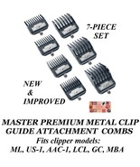 Andis PREMIUM METAL CLIP Blade GUIDE 7 pc COMB SET*Fit MASTER,Fade,USPro... - €34,55 EUR