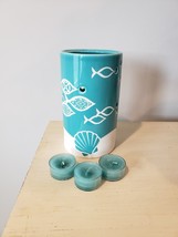 NWOT Tealight Tea Light Candle Holder Beach Ocean Fish Seashells with 3 candles - £11.61 GBP