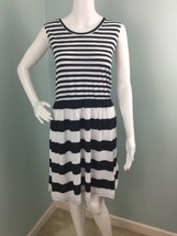 NWT Women&#39;s French Connection Blk/Wht Multi-Stripe A-Line Dress Sz 12 - £31.64 GBP