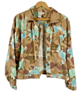 Coldwater Creek Linen Jacket Cropped Tropical Floral Romantic Beachy Cru... - $37.04