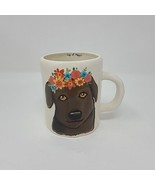 Natural Life Chocolate Lab Coffee Cup Mug “Cup of Happy” Floral - £12.54 GBP