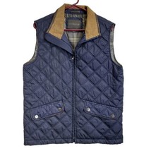 Dark Blue Quilted Covington Vest with Corduroy Collar &amp; Plaid Lining SZ ... - $15.79