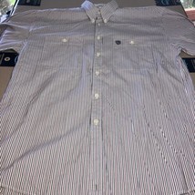 TOMMY HILFIGER Stripe Long Sleeve Button Shirt Cotton L Red White Black ... - £13.13 GBP