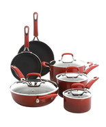 Kenmore Elite Andover 10 pc Nonstick Aluminum Cookware Set in Red Gradient - $151.84