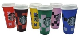 Starbucks ~ Reusable Hot Cups - 6 Pack ~ Abstract Design Logo ~ 16 oz ~ BPA Free - £29.45 GBP