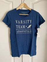 New Aeropostale Varsity Logo Blue Short Sleeve Crew Neck Soft Cotton T-shirt XL - £11.67 GBP