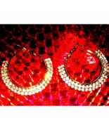 Estate~GORGEOUS RHINESTONE HOOP EARRINGS - $21.48 CAD