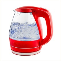 OVENTE 1.5L Electric Hot Water Kettle, Glass with Filter, Red KG83R - £36.64 GBP