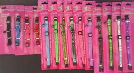 Cat Collars Quick Release Clasp Bell 7-12&quot; Select Color Jeweled Nylon Reflective - £2.39 GBP