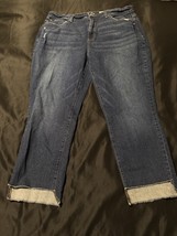 Time and Tru Women’s High Rise Cropped Jeans Size 18 Raw Hem Blue Denim - $13.29