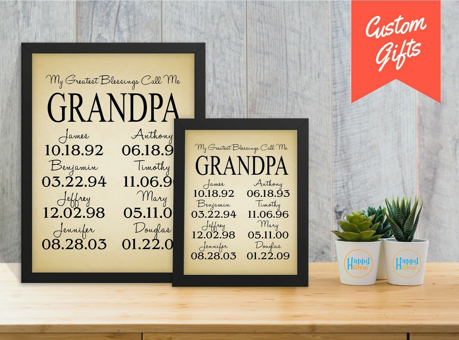 Personalized Father's Day Gifts for Grandpa - Custom Christmas Gifts for Grandpa