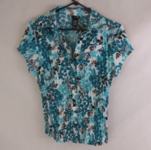 East 5th Women&#39;s Ruched Colorful Floral Button-Up Blouse Size PXL - £11.41 GBP