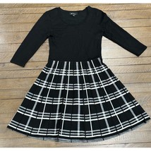 BCX Double-Knit Sweater Dress - Juniors S - Black/White Plaid - 3/4 Slee... - $9.50