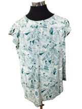 New with Tags Tasamo Blouse Women&#39;s Size 2XL Green White Rayon Blend Pullover - £14.79 GBP