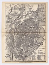 1886 Original Antique Map Of Lübeck / Lubeck / SCHLESWIG-HOLSTEIN / Germany - £16.85 GBP