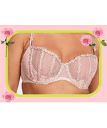 36B  Pink Caged Rosebud Embroidery Unlined PU Balconette Victorias Secre... - $44.99
