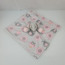 Blankets & Beyond Pink Gray Elephant Plush Owl Baby Security Blanket/Lovey - $14.84