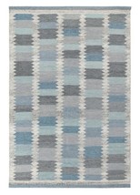 Handmade Blue White Swedish Flat-weave Rug Scandinavian Wool Kilim WK24222 - £372.72 GBP+