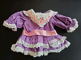Cabbage Patch Cornsilk Kids VTG 1987 Pointed Yoke Purple Velveteen Dress... - $57.03