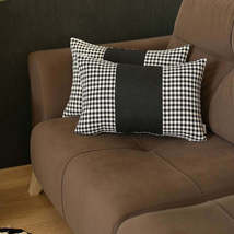 Set Of 2 Black Houndstooth Lumbar Pillow Covers - £42.67 GBP