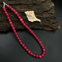 Natural Light Red Jade 8x8 mm Beaded Stretch Adjustable Necklace AN-111 - £10.26 GBP