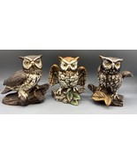 Set Of 3 Vintage Homco Ceramic Owl Figurines Retro Decor - $26.03