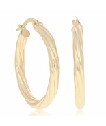 New MILOR GOLD Made In Italy 14k Gold 1 inches  Hoop Earrings - £180.80 GBP