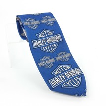 Vintage Harley Davidson Motorcycle Classic Logo Blue Neck Tie 1996 H-D #137140 - $9.69