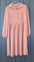 Retro Dusty Pink Mauve Pleated Midi Dress Size 6 Prairie Cottagecore - £7.76 GBP