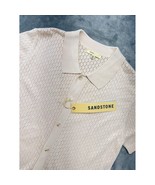 Sandstone Mens Knit Polo Shirt Short Sleeve Button Up Beige Casual Medium - $749.69 MXN